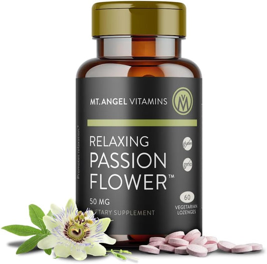 Mt. Angel Vitamins - Relaxing Passion Flower Extract Great Tasting Herbal Lozenge (Passiflora incarnata) - Highly Bio Available 4:1 Extract - 60 Count