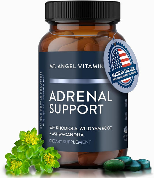 Mt. Angel Vitamins - Adrenal Support - Mood, Focus, Relaxation, Stress, and Adaptogens Support w/Ashwagandha Extracts - 60 Tablets