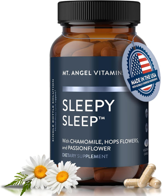 Mt. Angel Vitamins - Sleepy Sleep - Natural Sleep Aid for Adults with Melatonin and Plant Extracts - Non-Habitual Sleep Supplement - 60 Capsule